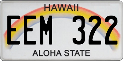 HI license plate EEM322