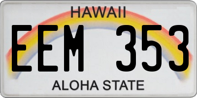 HI license plate EEM353