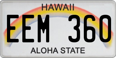 HI license plate EEM360