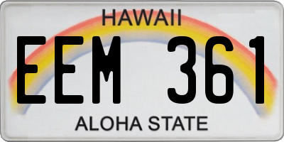 HI license plate EEM361