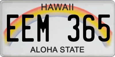 HI license plate EEM365