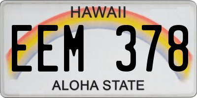 HI license plate EEM378