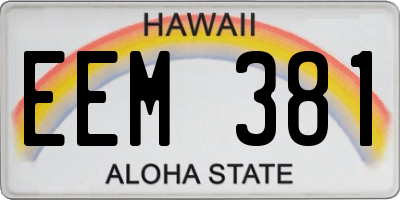 HI license plate EEM381