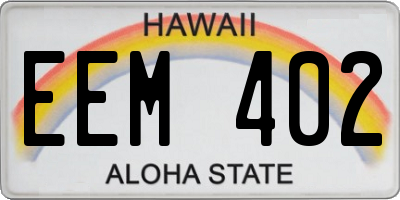 HI license plate EEM402