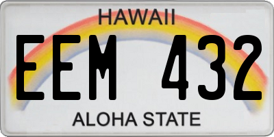 HI license plate EEM432