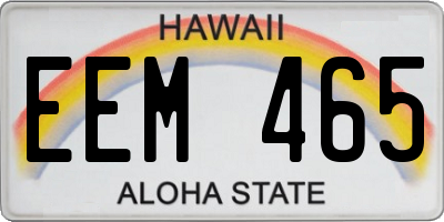 HI license plate EEM465