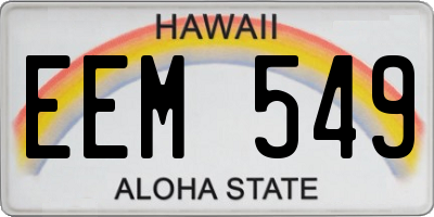 HI license plate EEM549