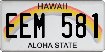 HI license plate EEM581