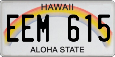 HI license plate EEM615