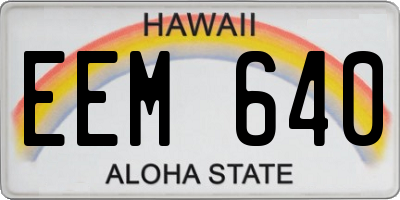 HI license plate EEM640