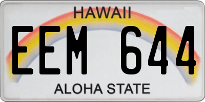 HI license plate EEM644