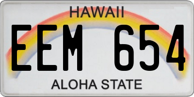 HI license plate EEM654