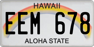 HI license plate EEM678