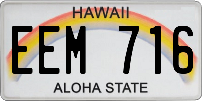 HI license plate EEM716