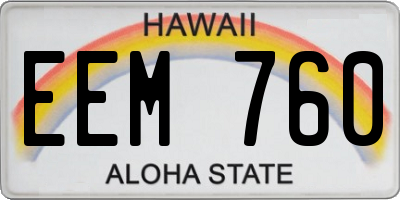 HI license plate EEM760