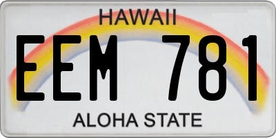 HI license plate EEM781