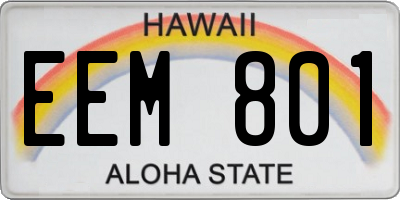 HI license plate EEM801