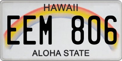 HI license plate EEM806