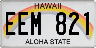 HI license plate EEM821