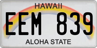 HI license plate EEM839