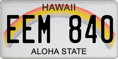 HI license plate EEM840