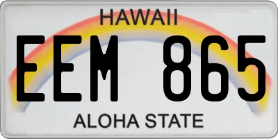 HI license plate EEM865