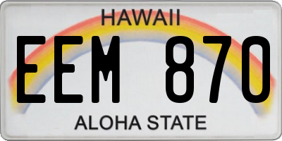 HI license plate EEM870