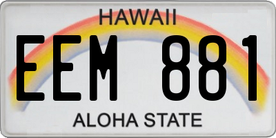 HI license plate EEM881