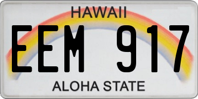 HI license plate EEM917