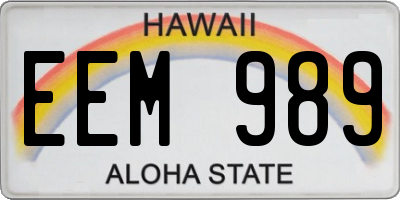 HI license plate EEM989