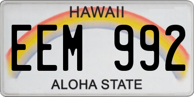 HI license plate EEM992
