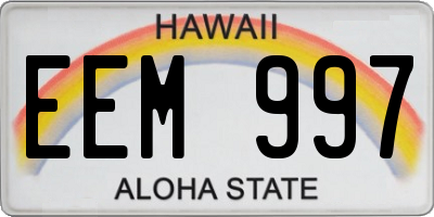 HI license plate EEM997