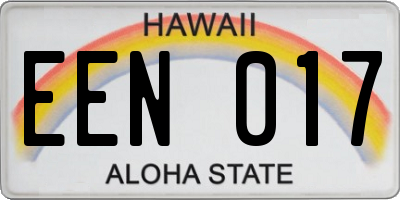 HI license plate EEN017