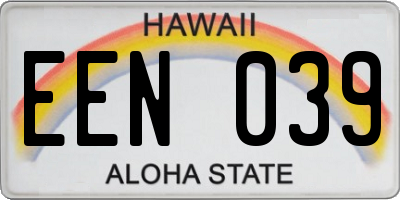 HI license plate EEN039