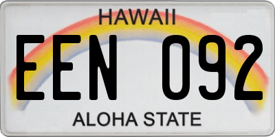 HI license plate EEN092