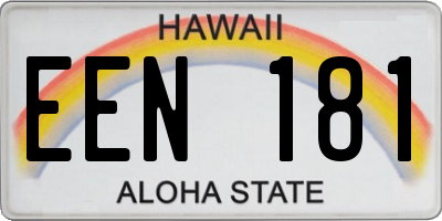 HI license plate EEN181