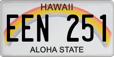 HI license plate EEN251