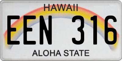 HI license plate EEN316