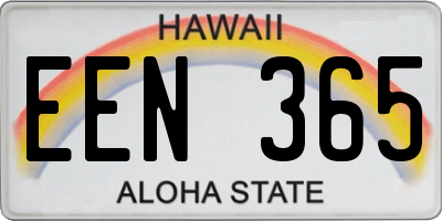 HI license plate EEN365