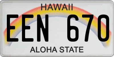 HI license plate EEN670