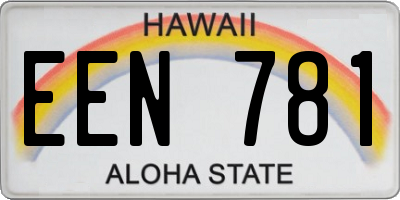 HI license plate EEN781