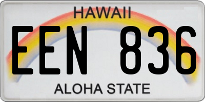 HI license plate EEN836