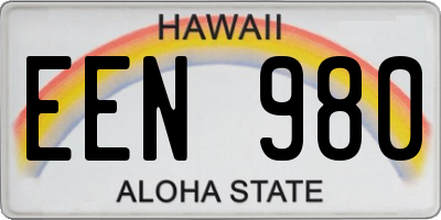 HI license plate EEN980