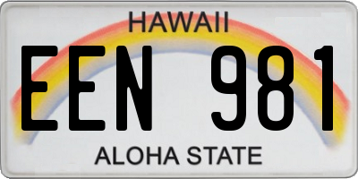 HI license plate EEN981