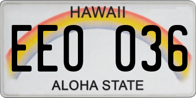 HI license plate EEO036