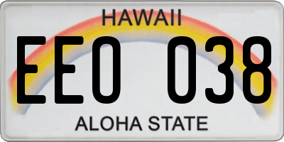 HI license plate EEO038