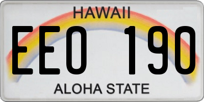 HI license plate EEO190