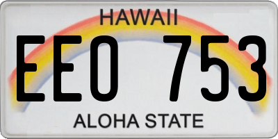 HI license plate EEO753