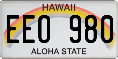 HI license plate EEO980