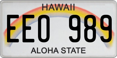 HI license plate EEO989